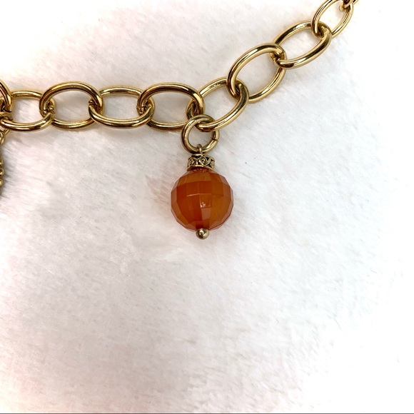 Liz Claibourne Signed Gold Tone Locket Charm Collar Necklace - Picture 8 of 13